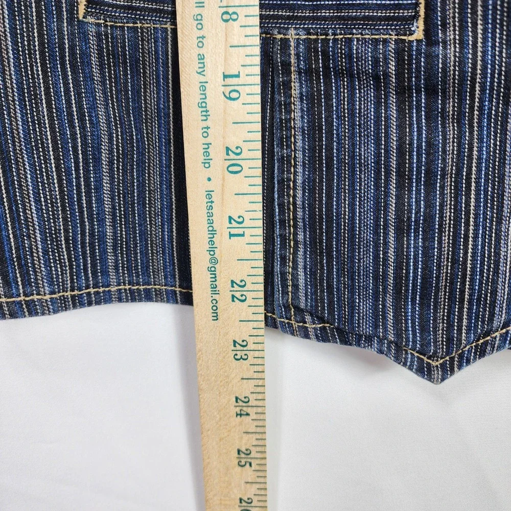 Vintage Y2K Lined Denim Womens‎ Striped Vest 14 16 Western Barn Equestrian Twee